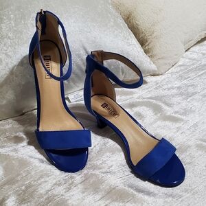 Blue Ankle-Strap Kitten Heel Sandals - Unbranded